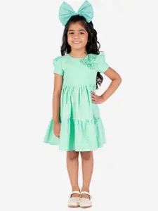 KidsDew Girls Sea Green Checked Dress