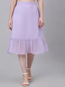 NEUDIS Women Purple Solid Chiffon Self-Design Knee-Length A-Line Skirt