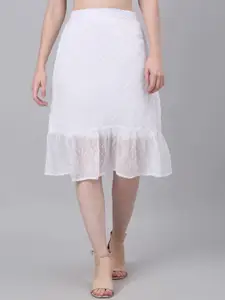 NEUDIS Women White  Self-Design A-Line Skirt