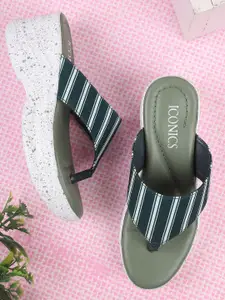 ICONICS women's Green Wedge Sandals
