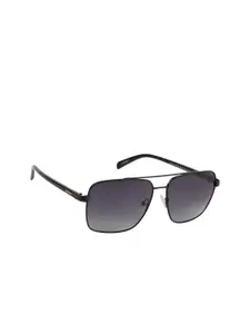 Lee Cooper Men Grey Lens & Black Square Sunglasses with Polarised Lens LC9190TWA