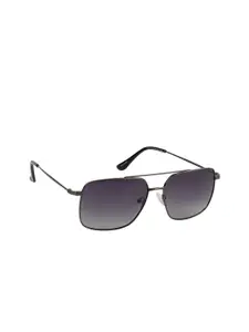 Lee Cooper Men Grey Lens & Gunmetal-Toned Square Sunglasses with Polarised Lens