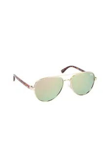 Lee Cooper Men Mirrored Lens & Brown Aviator Sunglasses with Polarised Lens LC9161NTBPOL