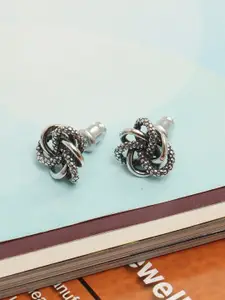 LeCalla Silver-Toned Contemporary Studs Earrings