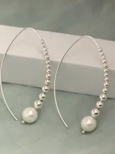 LeCalla Silver-Toned Contemporary Half Hoop Earrings