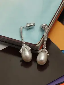 LeCalla Women Silver-Toned Contemporary Drop Earrings