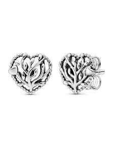 LeCalla Silver-Toned Contemporary 925 Sterling Silver Studs Earrings