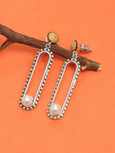 LeCalla Silver-Toned Contemporary Drop Earrings