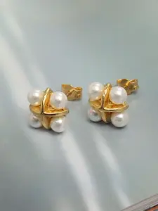 LeCalla Gold-Toned Contemporary Studs Earrings