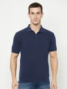 Octave Men Blue Polo Collar T-shirt
