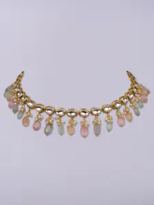 D'oro Gold-Toned & Multicoloured Gold-Plated Choker Necklace