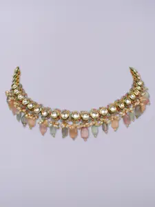 D'oro Multi-coloutred Gold-Plated Choker Necklace