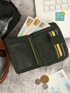 LOUIS STITCH Men Green Leather Two Fold Wallet With RFID