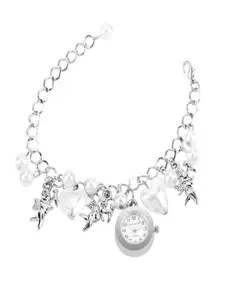 SKYLOFTS Girls Embellished Dial & Bracelet Style Straps Analogue Watch bracelet_white