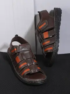 Carlton London Men Brown & Tan Brown Comfort Sandals