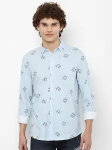 FOREVER 21 Men Blue Printed Pure Cotton Casual Shirt