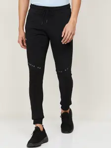Kappa Kappa Men Black Solid Slim-Fit Track Pants