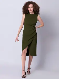 FabAlley Olive Green Sheath Dress