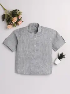 JBN Creation Boys Grey Classic Pinstripes Striped Casual Shirt