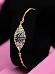 HOT AND BOLD Women Gold-Toned & White Brass Cubic Zirconia Diamond Charm Bracelet