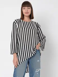 Vero Moda Black & White Vertical Striped Longline Top