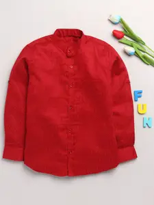 JBN Creation Boys Red Classic Solid Casual Shirt