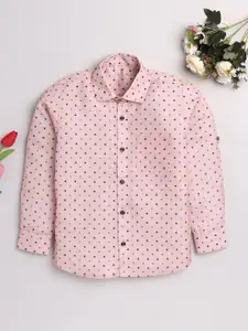 JBN Creation Boys Pink Classic Printed Casual Shirt