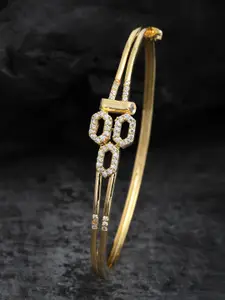 PANASH Women White American Diamond Gold-Plated Bangle-Style Bracelet