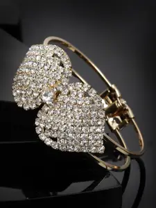 PANASH Women Cubic Zirconia Studded & Gold-Plated Bangle-Style Bracelet