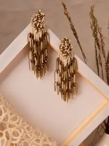 D'oro  Women Gold-Toned Gold Plated Contemporary Drop Earrings