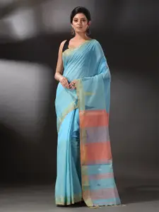 Arhi Blue & Red Woven Design Cotton Blend Saree
