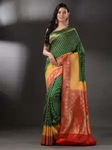Arhi Green & Red Woven Design Zari Brocade Silk Saree