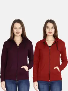 Fleximaa Women Multicoloured Hooded Sweatshirt