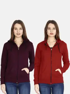 Fleximaa Women Multicoloured Hooded Sweatshirt