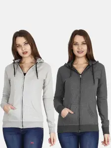 Fleximaa Women Multicoloured Hooded Sweatshirt