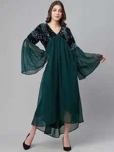 Cottinfab Women Green & Black Georgette Maxi Dress