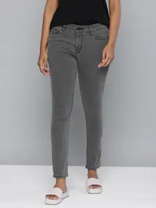 Levis Women Grey 711 Skinny Fit Mid-Rise Light Fade Stretchable Jeans