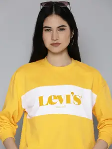 Levis Women Mustard Yellow Brand Logo Printed Sweatshirt