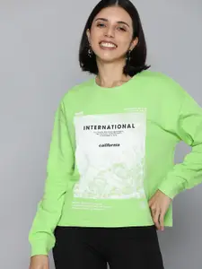 Levis Women Green & White Printed Pure Cotton Sweatshirt