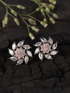 JEWELS GEHNA Copper and White Floral Studs Earrings