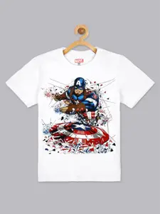 Kids Ville Boys White Captain America Printed100% cotton  T-shirt