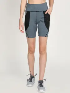 CHKOKKO Women Blue Cycling Sports Shorts