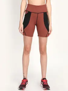 CHKOKKO Women Rust Cycling Sports Shorts