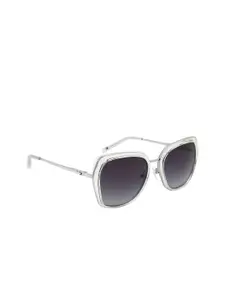 Tommy Hilfiger Women Grey Lens & Silver-Toned Oversized UV Protected Lens Sunglasses