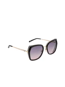 Tommy Hilfiger Women Blue Lens & Black Oversized Sunglasses with UV Protected Lens