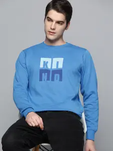 ether Men Blue Printed Sweatshirt