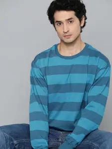 ether Men Blue Striped Sweatshirt