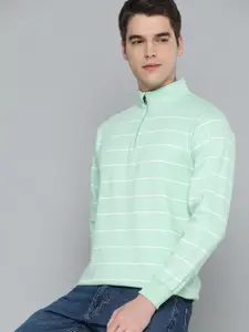 ether Men Green & White Striped Sweatshirt