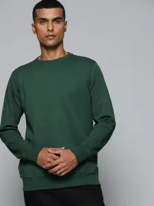 ether Men Green Solid Sweatshirt