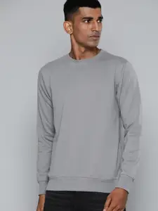 ether Men Grey Solid Sweatshirt